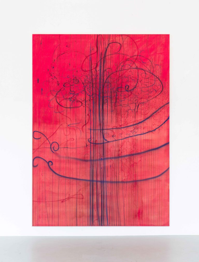 Abstrakt maleri i pink nuance.